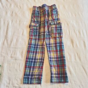 Mini Boden boys size 9 years plaid flannel pull on pants with pockets VGUC
